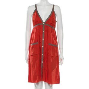 Proenza Schouler Orange Gray Button Front Sleeveless Dress